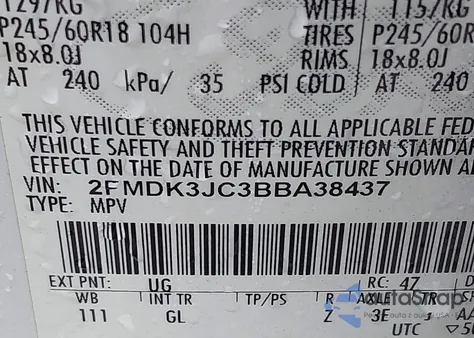 2011 Ford Edge Sel z USA, uszkodzony, nr VIN 2FMDK3JC3BBA38437